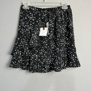 Originality La La Land Black White Polka Dot Ruffle Mini Skirt G1013Y127JI Small